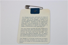 Fred Couples Signed 1992 Masters Tournament SERIES Badge #A04313 JSA ALOA