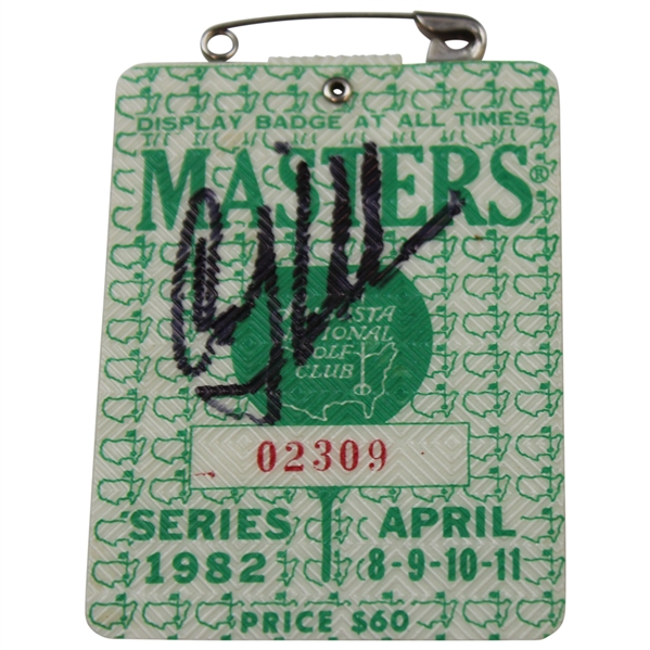 Craig Stadler Signed 1982 Masters Tournament SERIES Badge #02309 JSA ALOA