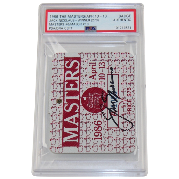 Jack Nicklaus Signed 1986 Masters Tournament Series Badge #A1023 PSA/DNA Authentic