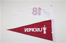 Wyndham Clark Twice Signed Undated US Open at LACC Double Pennant Flag JSA ALOA