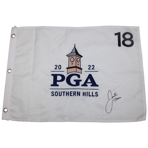 Justin Thomas Signed 2022 PGA Championship at Southern Embroidered Hills Flag JSA ALOA