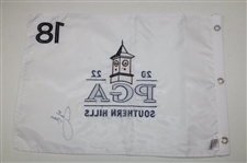 Justin Thomas Signed 2022 PGA Championship at Southern Embroidered Hills Flag JSA ALOA