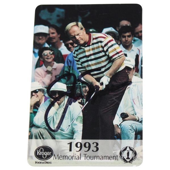Jack Nicklaus Signed 1993 Champion Memorial Tournament Kroger Calling Card JSA ALOA