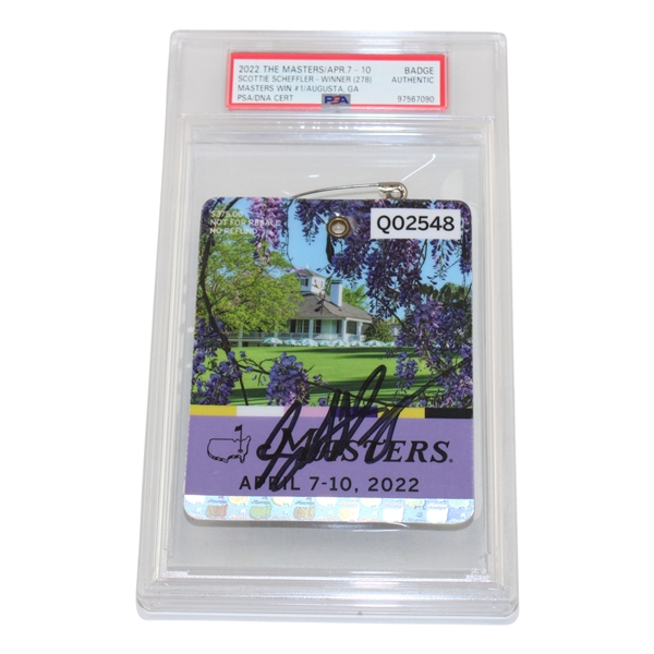 Scottie Scheffler Signed 2022 Masters SERIES Badge #Q02548 PSA Authentic
