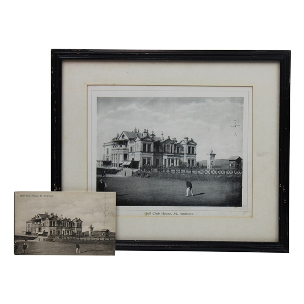 1901 Tom Morris & St. Andrews Club House Post Card & Framed Photo