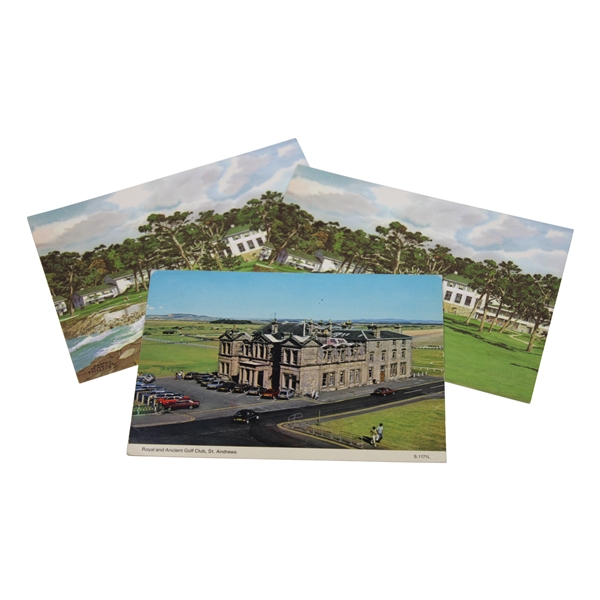 (3) Vintage Postcards From Pebble Beach & St. Andrews