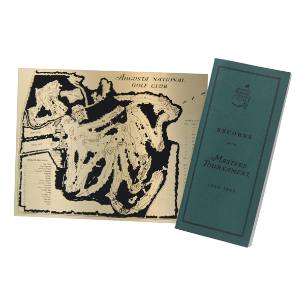 Augusta National Course Map Brass Plaque & 1995 Records of The Masters Tournament Booklet
