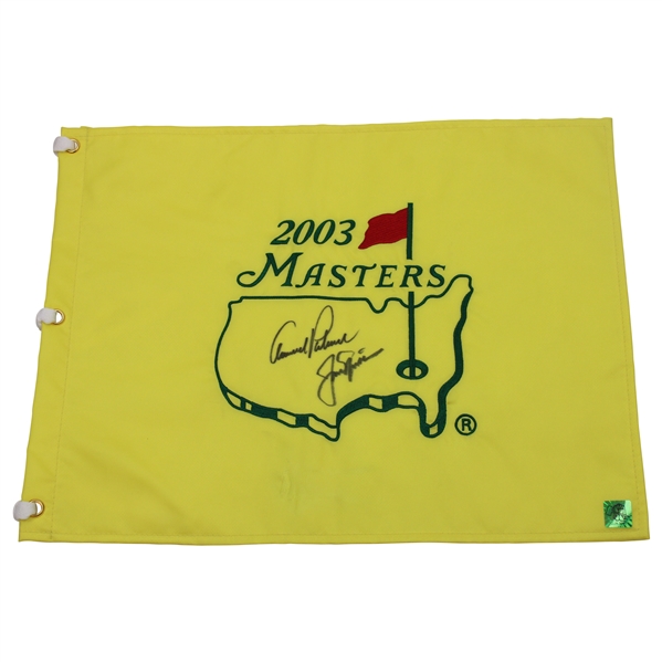 Arnold Palmer & Jack Nicklaus Signed 2003 Masters Tournament Embroidered Flag JSA ALOA