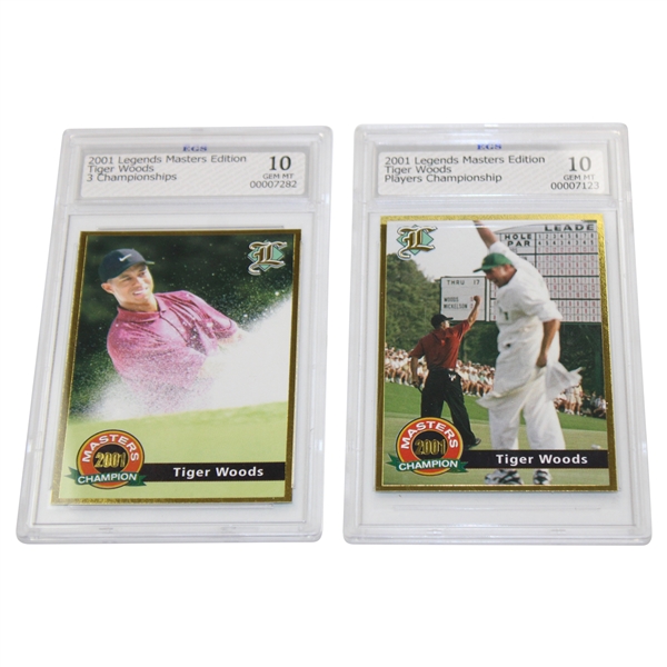 Tiger Woods 2001 Legends Masters 3 Championships & Players Championship Cards ECS Gem MT 10