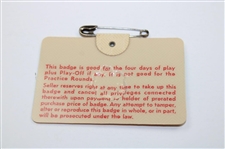 Gary Player Signed 1974 Masters Tournament SERIES Badge #14912 w/'Final Masters' JSA ALOA