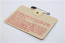 Gary Player Signed 1974 Masters Tournament SERIES Badge #14912 w/'Final Masters' JSA ALOA