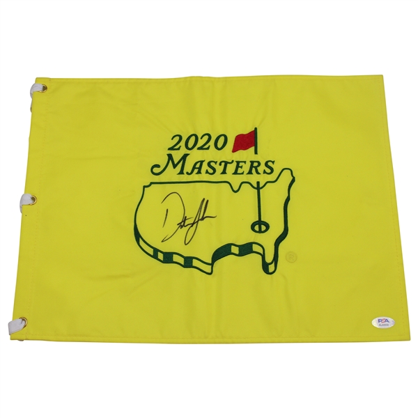 Dustin Johnson Signed 2020 Masters Tournament Embroidered Flag PSA #AL44950