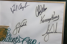 Tiger Woods, Captain Nicklaus & Team Signed 2005 The President's Cup Flag - Framed JSA ALOA