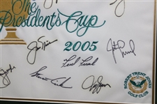 Tiger Woods, Captain Nicklaus & Team Signed 2005 The President's Cup Flag - Framed JSA ALOA