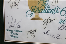 Tiger Woods, Captain Nicklaus & Team Signed 2005 The President's Cup Flag - Framed JSA ALOA
