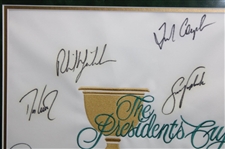 Tiger Woods, Captain Nicklaus & Team Signed 2005 The President's Cup Flag - Framed JSA ALOA