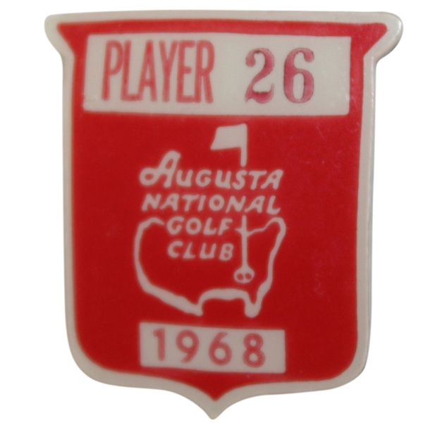 Masters Champion Charles Coodys 1968 Masters Tournament Contestant Badge #26