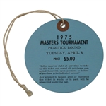 Jack Nicklaus Signed 1975 Masters Tuesday Rd Ticket #1212 JSA ALOA