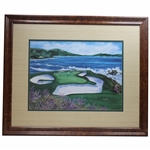 Pebble Beach 7th Hole Ltd Ed #1186 Print Singed by Artist Nancy Rayborn - Framed