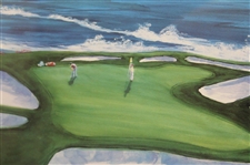 Pebble Beach 7th Hole' Ltd Ed #1186 Print Singed by Artist Nancy Rayborn - Framed