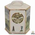 PGA of America Hexagonal Porcelain Quartz Clock w/Young & Old Tom & St Andrews by Artist Bill Waugh