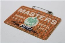 Tom Watson Signed 1977 Masters Tournament SERIES Badge #7423 JSA ALOA