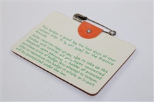 Tom Watson Signed 1977 Masters Tournament SERIES Badge #7423 JSA ALOA