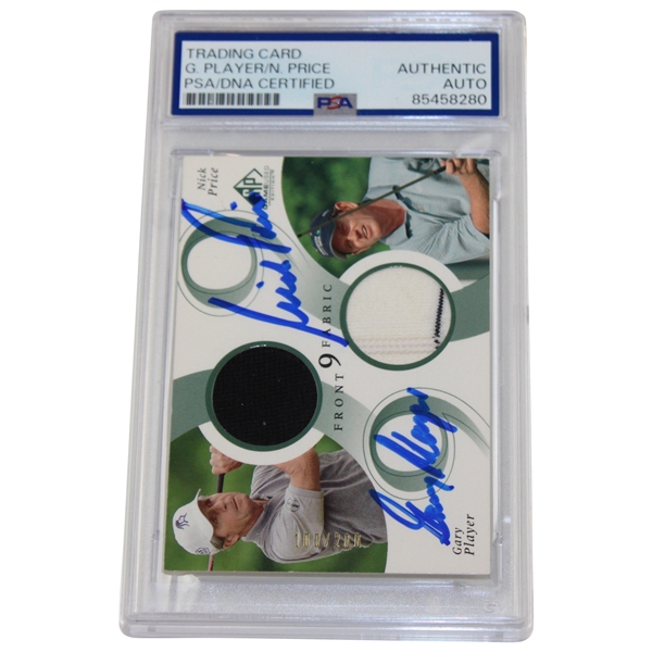Gary Player & Nick Price Signed Upper Deck Front 9 Fabric Card PSA/DNA Auto Authentic