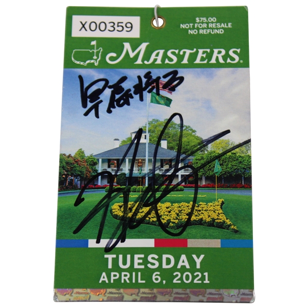 Hideki Matsuyama & Shota Signed 2021 Masters Tuesday Ticket #X00359 JSA #CB69461