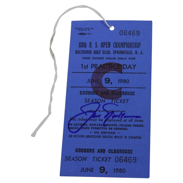 Jack Nicklaus Signed 1980 US Open at Baltusrol June 9th Practice Day Ticket #06469 JSA ALOA