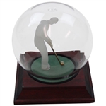 Golfer Putting Glass Golf Ball in Glass Globe on Plinth