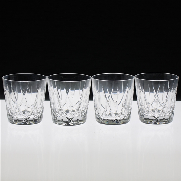 Four (4) Augusta National Golf Club Cut Glass Rocks Glasses