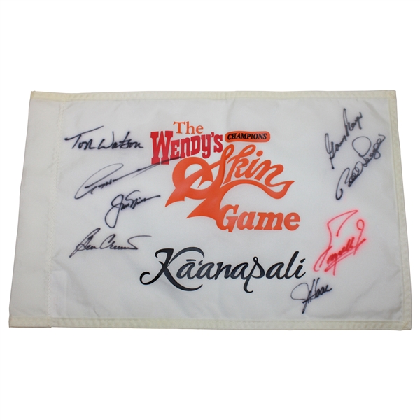 Nicklaus, Player, Watson & Five Others Signed Wendys Skins Game Course Flag JSA ALOA