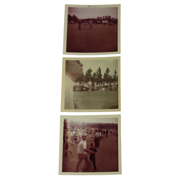Three (3) 1965 Masters Tournament Original Kodak Photos w/Ben Hogan on Practice Green