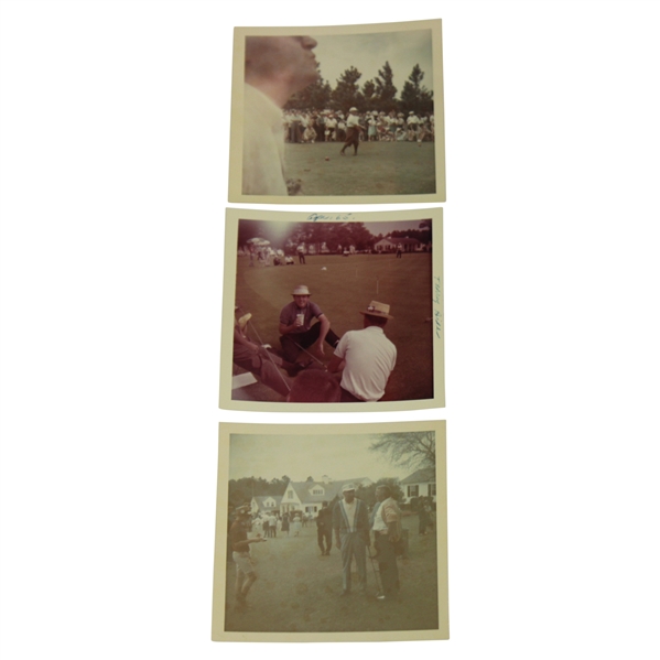 Three (3) 1965 Masters Tournament Original Kodak Photos w/Gene Sarazen Teeing Off