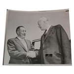 1962 Bobby Jones Shaking Hands w/ Dwight Eisenhower in Green Jacket at Augusta National Wire Photo