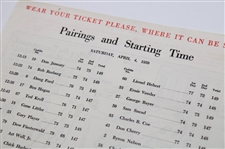 1959 Masters Saturday Pairing Sheet - Jack Nicklaus Masters Tournament Debut
