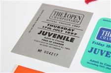 Five (5) Open Championship Tickets - 1986, 1996, 1997, 1998 & 2000