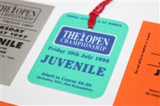 Five (5) Open Championship Tickets - 1986, 1996, 1997, 1998 & 2000