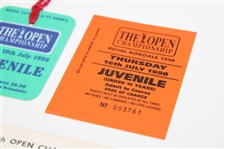 Five (5) Open Championship Tickets - 1986, 1996, 1997, 1998 & 2000