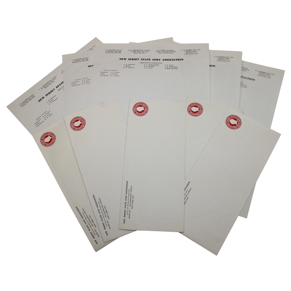 Ten (10) Vintage Pages Of New Jersey Golf Association Letterhead & (5) Five Unused Envelopes