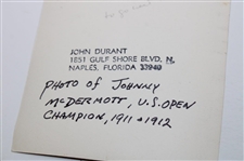 B & W Photo Of Johnny McDermott 1911-12 Us Open Champion