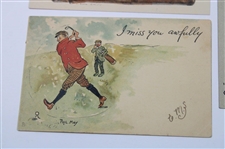 Three (3) Vintage Golf Postcards
