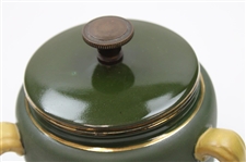 19th Century Taylor - Tunnecliff & Co. 3 Handle Ceramic Tobacco Humidor With 3 Golf Scenes