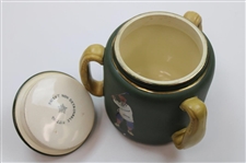 19th Century Taylor - Tunnecliff & Co. 3 Handle Ceramic Tobacco Humidor With 3 Golf Scenes