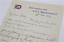 JH Taylor Signed 1934 Handwritten Letter From J. H. Taylor To 16-Year Old Bobby Locke from Scrapbook