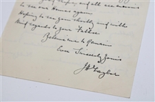 JH Taylor Signed 1934 Handwritten Letter From J. H. Taylor To 16-Year Old Bobby Locke from Scrapbook