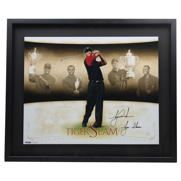 Tiger Woods Signed Tiger Slam Canvas Inscribed Tiger Slam LTD ED #14/25 UDA COA #BAJ79385