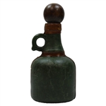 Vintage Fausto Conturi Italian Leather Wrapped Golf Themed Jug Decanter With Stopper