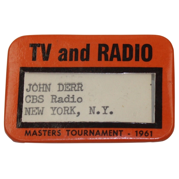 1961 Masters Tournament Press Badge - Gary Player Winner - John Derr Collection